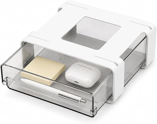Hidden Under Desk Drawer Organizer, Space Saving Pull-Out Storage, Stick-On Invisible Drawer for Clean Desk Setup,L