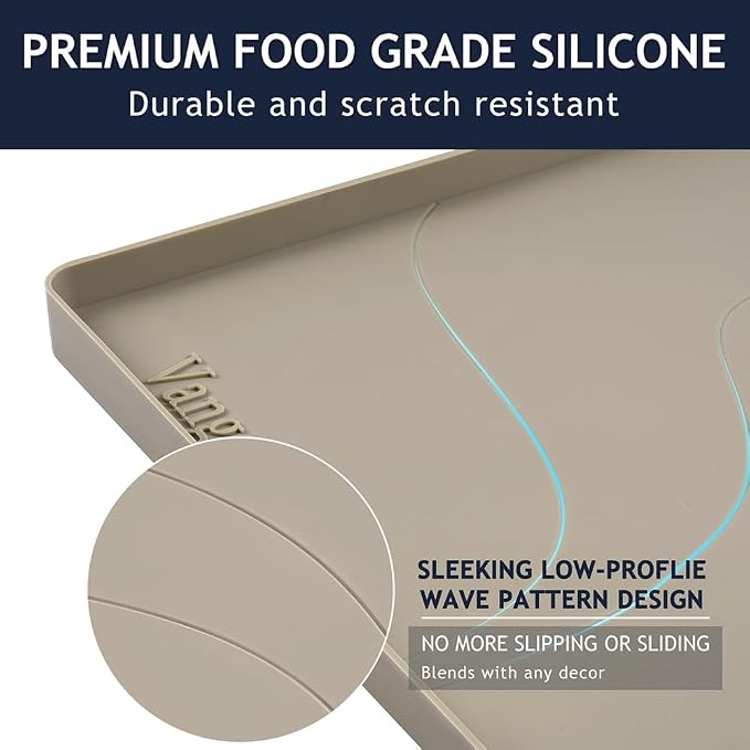 Heavy Duty Silicone Under Sink Mats for Kitchen Waterproof 22" x 22", Extra Thick Under Sink Rubber Mat Drip Tray, Raised Edge Under Sink Liner,Prevent Drips, Leaks, Spills,Brown