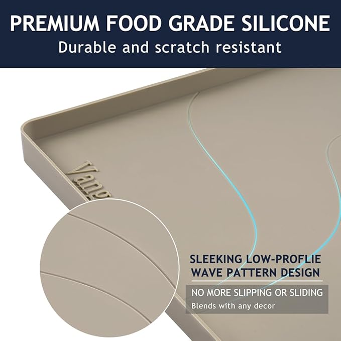 Heavy Duty Silicone Under Sink Mat for Kitchen&Bathroom 28" x 19", Waterproof Under Sink Rubber Mat Drip Tray, Raised Edge Under Sink Liner,Prevent Drips, Leaks, Spills,Brown