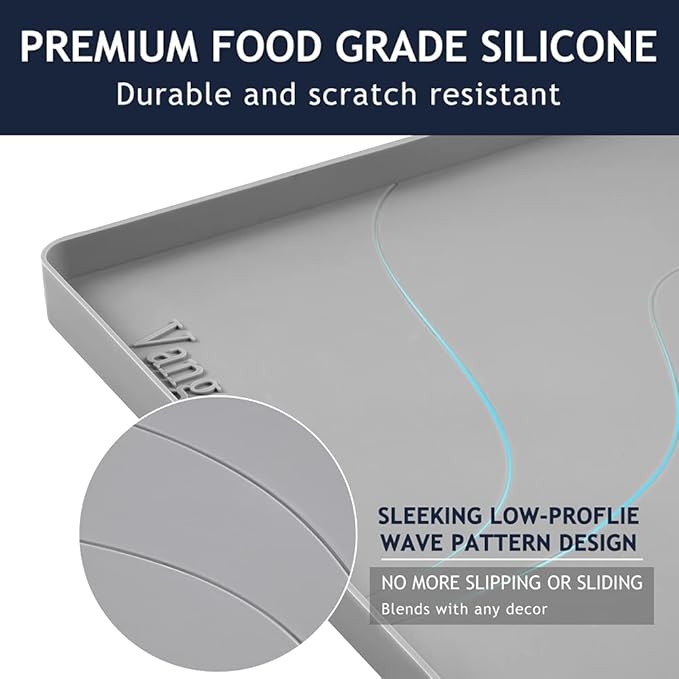 Heavy Duty Silicone Under Sink Mats for Kitchen Waterproof 31" x 19", Extra Thick Under Sink Rubber Mat Drip Tray, Raised Edge Under Sink Liner,Prevent Drips, Leaks, Spills,Grey