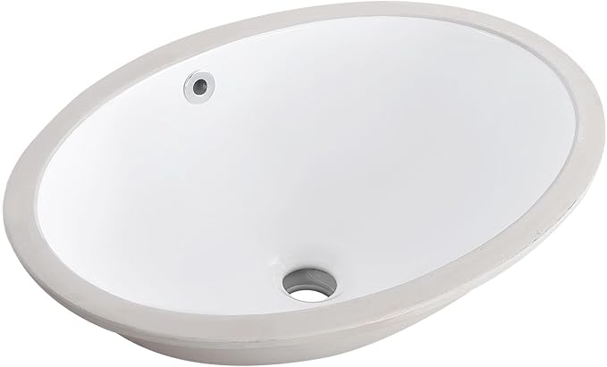 Undermount Bathroom Sink 20.5"x15.4" Oval Undermount Sink White Ceramic Bathroom Sinks Under Counter Basin with Overflow