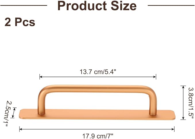 uxcell 2pcs Adhesive Cabinet Handle 7" No Drilling Closet Door Stick on Handle Drawer Pulls Aluminum Alloy for Kitchen Cupboard Window Sliding Closet Door, Gold Tone