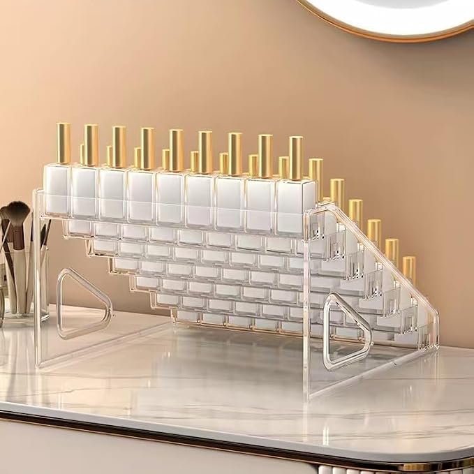 Nail Polish Rack, 7 Layers Clear Acrylic Nail Polish Storage Organizer Display, Freestanding Makeup Caddy for Sunglasses, Cosmetics
