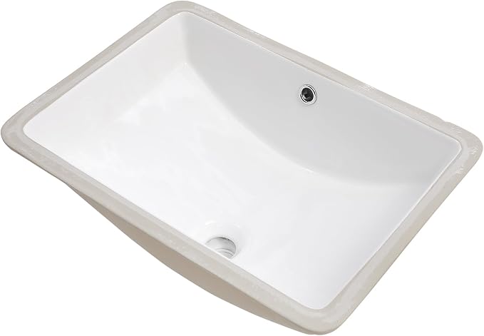 Lordear Rectangular Undermount Bathroom Sink 21x14 inch White Rectangle Bathroom Sinks Undermount White Porcelain Ceramic Lavatory Bathroom Vanity Sink with Overflow