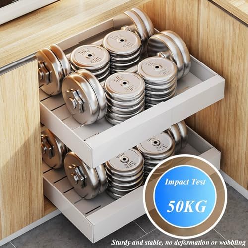 Under Sink Organizer 2 Pack - Expandable Kitchen & Bathroom Pull-Out Sliding Drawers, Adjustable Length Roll-Out Shelf for Max Efficient Storage & Space-Saving Solutions