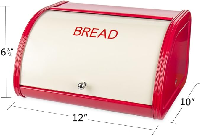 X458 Metal Bread Box/Bin/kitchen Storage Containers with Roll Top Lid (red)