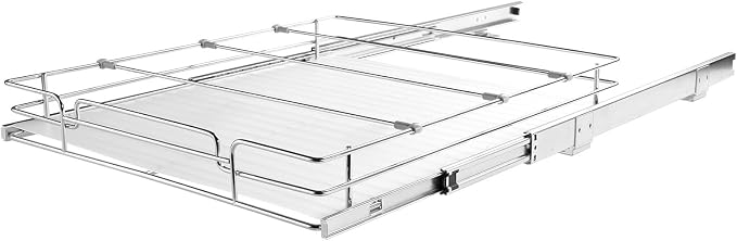 VEVOR 17" Wx21 Dx2.5 H Pull Out Cabinet Organizer, Heavy Duty Slide Out Pantry Shelves, Steel Roll Out Drawers, Sliding Drawer Storage for Home Under Sink, 19.5" Wx22 Dx7 H Install Size for Cabinet