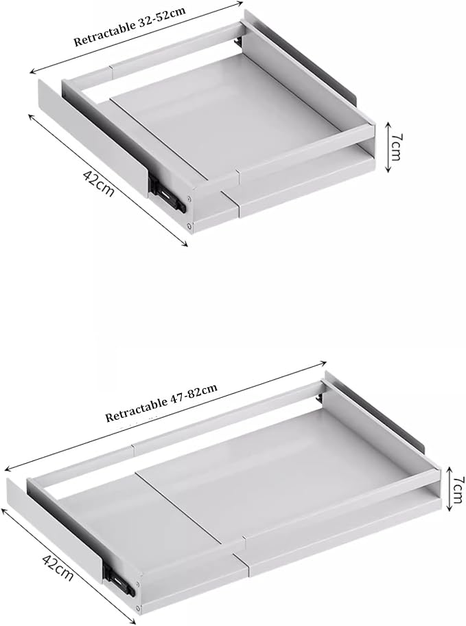 Pull Out Kitchen Storage,Roll out Storage Shelf Storage for Pantry,Extendable Drawer For Kitchen Storage,No Need Drill and Nailing,for Kitchen, Living Room, Home. ( Color : White , Size : TWO_32*42*7C