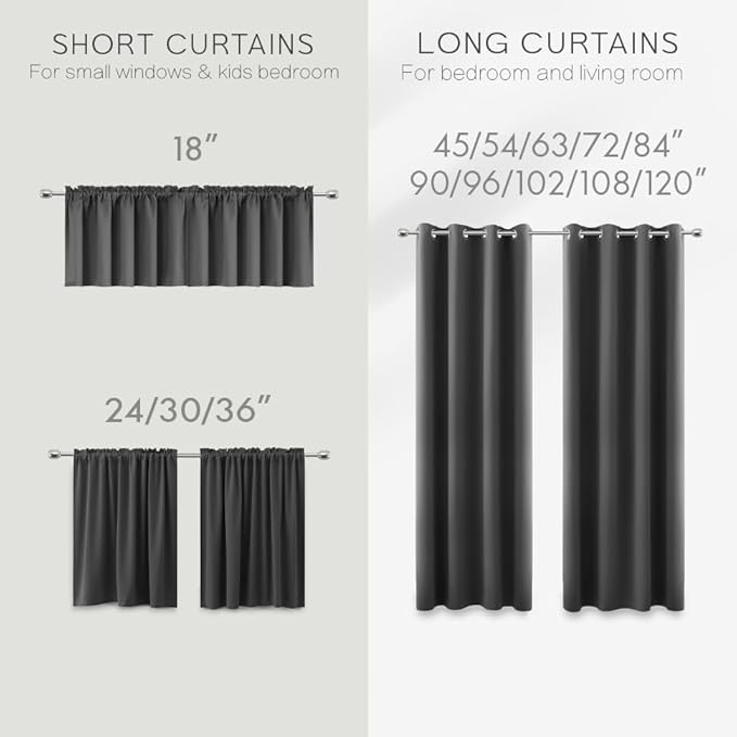 KOUFALL Small Window Blinds for Bathroom Kitchen,Blackout Keep Heat Black Out Window Coverings Heat Blocking Curtains for Bedroom,24 Inch Length Dark Gray
