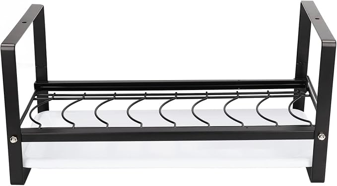 Kitchen Cabinet Storage Shelf Rack Durable Organization for Home (Black)
