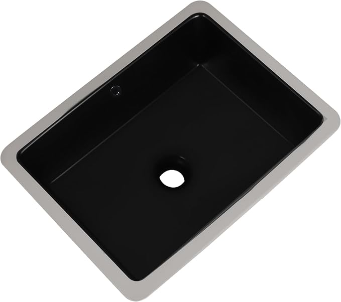 18 Inch Matte Black Undermount Bathroom Sink Small Rectangle Undermount Sink Black Under Counter Bathroom Sinks with Overflow (18-1/2"x14")