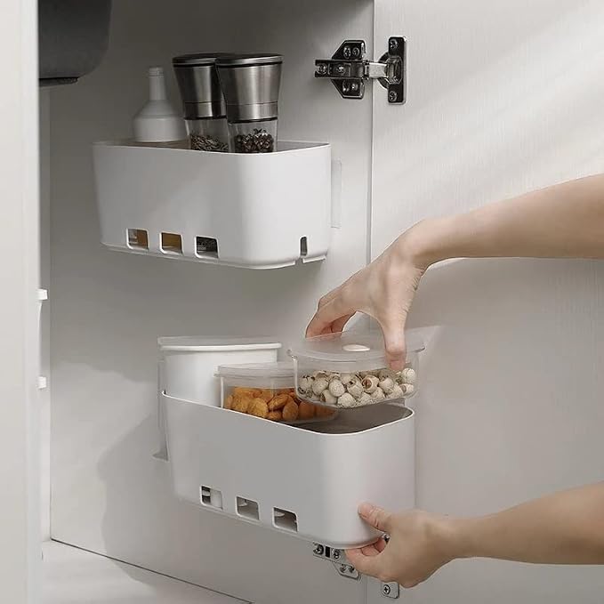 Retractable Storage Box Punch-Free Pull-Out Rack Cabinet Bedroom Bathroom Storage