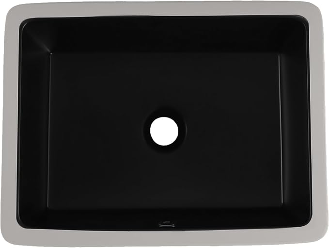 18 Inch Undermount Bathroom Sink Matte Black Rectangular Porcelain Ceramic Vanity Basin with Overflow (18.5"x14.0") KDKSC