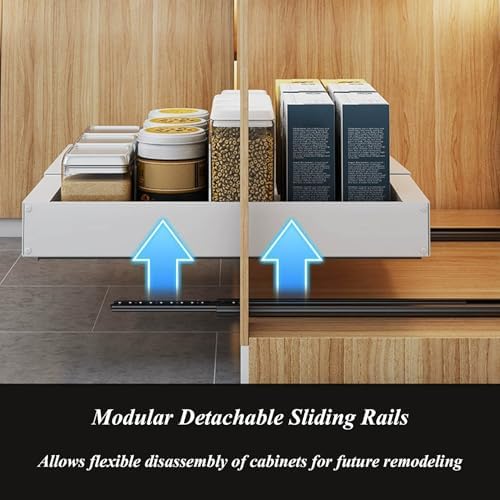 Under Sink Organizer 2 Pack - Expandable Pull-Out Sliding Drawers for Bathroom & Kitchen, Adjustable Length Roll-Out Shelves, Multi-Purpose Storage Solution for Efficient Organization