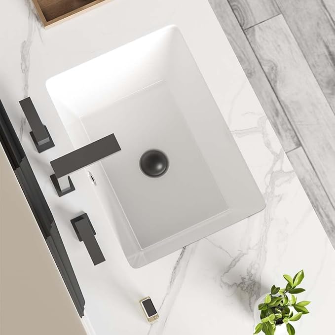 16in Undermount Bathroom Sink Rectangular, 15.7" x11.8" Small Vessel Sink Rectrangle Undermount Bathroom Sink White Ceramic Lavatory Vanity Vessel Sink with Overflow