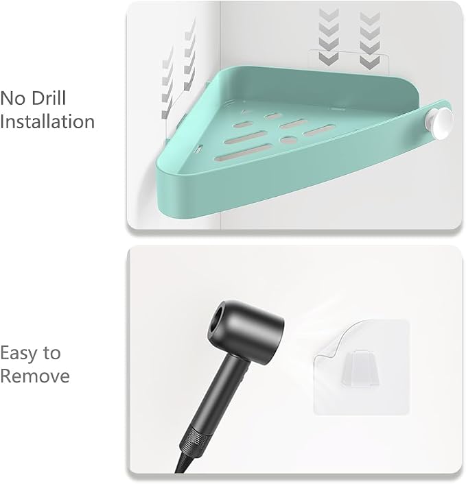 Sotfamily Plastic Shower Caddy Corner (for 90° Only), 4 Pack Adhesive Corner Shower Shelves for Bathroom Organizers and Storage, Turquoise