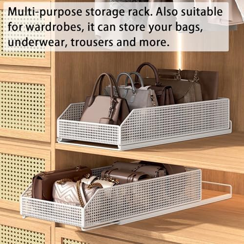 2 Pack Pull Out Cabinet Organizer Shelves, No Drill Sliding Storage Drawers, Kitchen Pantry Storage Solutions, Space-Saving Organizer for Bathroom & Bedroom