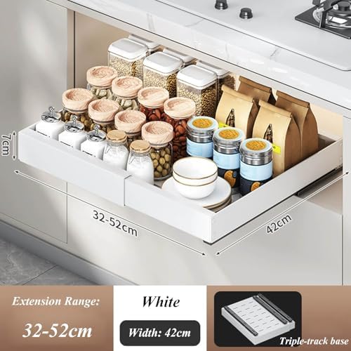 Under Sink Organizer 2 Pack - Expandable Kitchen & Bathroom Pull-Out Sliding Drawers, Adjustable Length Roll-Out Shelf for Max Efficient Storage & Space-Saving Solutions