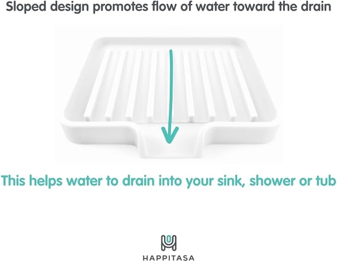 Silicone Soap Dish Tray and Sponge Holder with Drain Chute, Rectangular, Kitchen and Bathroom Sink Organizer (Smoky Blue, 5.2"x4" (Set of 2), 7.2 Ounces)
