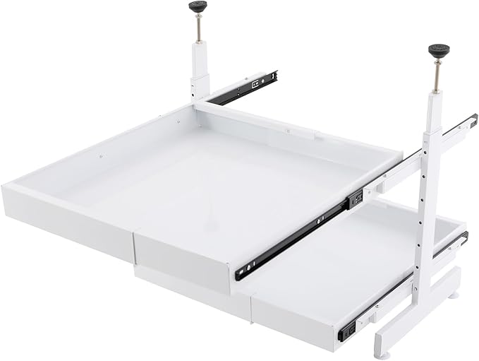 2-Tier Pull Out Cabinet Organizer, Pull out Drawers for Cabinets, No Drill Adjustable Roll Out Shelves Sliding Cabinet for Kitchen,Bathroom,Pantry,Under Sink Storage (White)