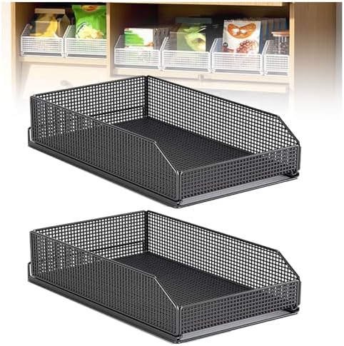 2 Pack Pull Out Cabinet Organizer Shelves, Slide Out Drawers No Drilling, Pantry Storage Solutions for Kitchen, Bathroom, Bedroom, Maximize Space & Accessibility
