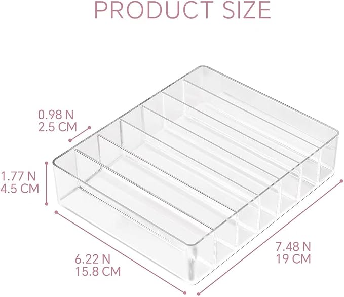 WECHENG Clear Acrylic Makeup Organizer for Eyeshadow Makeup Palette Organizer, 7 Slots Cosmetic Organizer for Vanity Countertop & Drawer, Fits Palettes Blushes Lipstick or Other Small Items