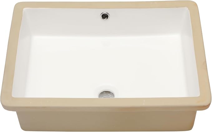 Mocoloo Bathroom Sink Undermount 22"x16" White Rectangle Porcelain Sink with Vertical Sides and Overflow Drain Under Counter Mount Ceramic Lavatory Vanity Sinks for Bathroom Hand Basin