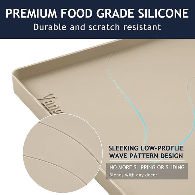 Heavy Duty Under Sink Mat,28" x 22" Silicone Waterproof Mat,Extra Thick Under Sink Liner,Kitchen Bathroom Cabinet Mat and Protector for Drips Leaks Spills,Taupe