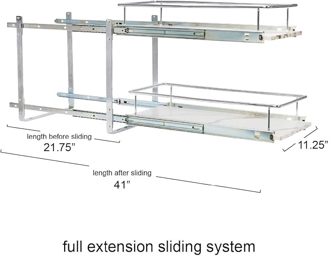 Household Essentials Chrome Steel & Faux Marble Dual Slide Organizer