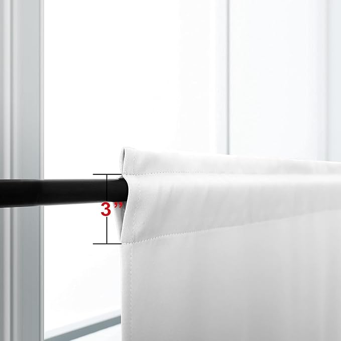 KOUFALL Short Curtains 24 x 36 Inch Length for Kitchen,White Blackout Curtains for Bedroom 2 Panels Set