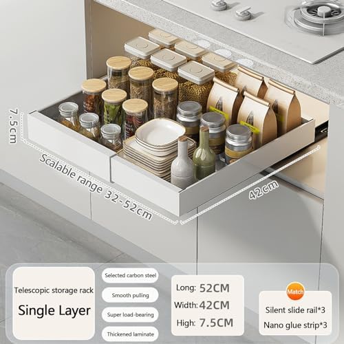 Pull Out Drawers for Cabinets Pull Out Cabinet Organizer Pull Out Drawers Storage Shelves for Kitchen Cabinets Adjustable Width Pull Out Drawer No Drilling and NAI