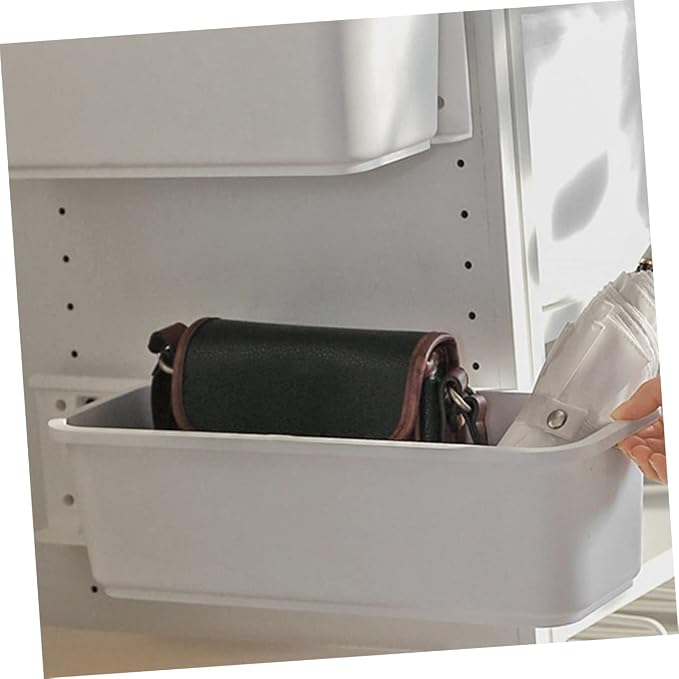 PRETYZOOM Cabinet Pull Out Storage Organizer for Shelf Drawer No Drill Installation Grey Plastic for Pantry and Cabinet