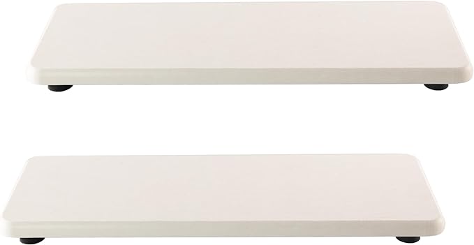 NiuYichee 2 Pcs Water Absorbing Stone Trays, Kitchen/Bathroom Sink Soap Dish, Diatomite Tray Used for Hand Soap & Cosmetic Bottles in The Modern Home, 3.15" W x 8.7" L, White