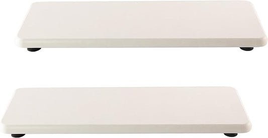 NiuYichee 2 Pcs Water Absorbing Stone Trays, Kitchen/Bathroom Sink Soap Dish, Diatomite Tray Used for Hand Soap & Cosmetic Bottles in The Modern Home, 3.15" W x 8.7" L, White