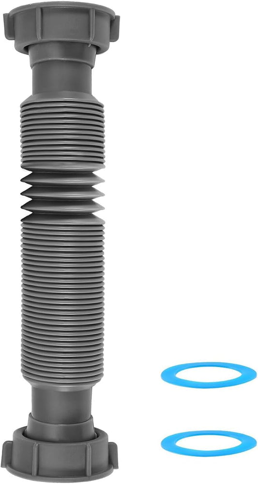 1-1/2" Flexible Sink Drain Pipe, Expandable Drain Hose, Adjustable Under Sink Drain Extension Tube 10" to 24.4", Thickened PP Sink Drain Replacement Hose for Kitchen Bathroom RV Sink, 1 Pack