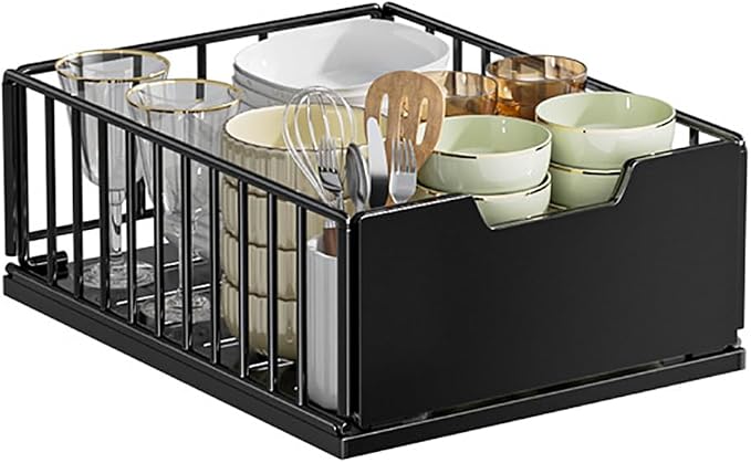 GarveeHome Pull Out Cabinet Organizer, No Drill Slide Out Drawers for Kitchen Cabinets, Metal Pantry Pull Out Shelves, Kitchen Cabinet Organizer, Pull Out Home Organizers