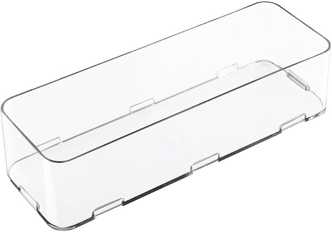 iDesign Clarity Bathroom Interlocking Drawer Organizer for Cosmetics, Beauty Products, Hair Accessories - Extra Large, Clear 12-inch x 4-inch x 3-inch