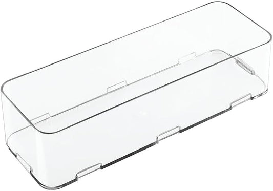 iDesign Clarity Bathroom Interlocking Drawer Organizer for Cosmetics, Beauty Products, Hair Accessories - Extra Large, Clear 12-inch x 4-inch x 3-inch