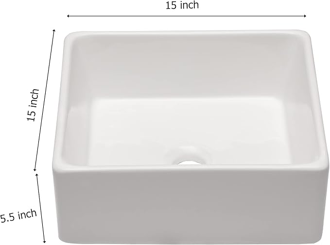 Mocoloo Square Bathroom Vessel Sink - 15 x 15 Inch Bathroom Sinks Above Counter Porcelain Ceramic Vanity Top Square Countertop Small Bathroom Modern Vessel Sinks