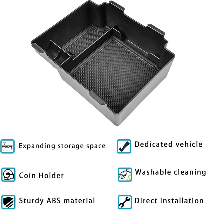 EDBETOS Center Console Organizer Tray Compatible with 2019-2023 2024 Acura RDX Accessories Rdx Armrest Box Insert Tray Interior Secondary Armrest Storage Box, ABS Black Trim
