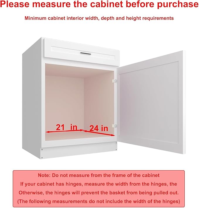 Wooden Pull out Cabinet Organizer 21" W x 21" D x 4.3" H, Heavy Duty Slide Out Drawers Pull-Out Home Organizers for Kitchen Cabinets