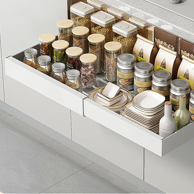 Pull Out Cabinet Organizer Fixed, Pull Out Drawers for Cabinets, No Drill Roll Out Shelves Adhesive, Sliding Under Sink Storage Organization for Kitchen