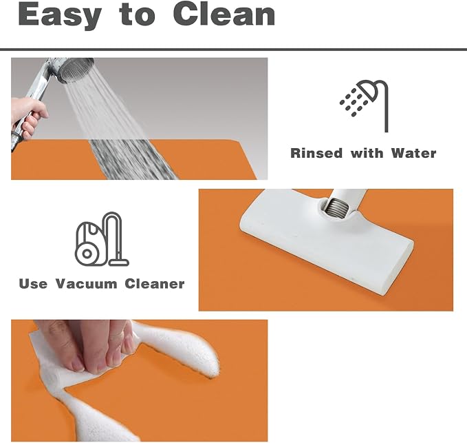 TYUU Bathroom Mat Quick Dry, Bathroom Rugs Non Slip Washable Thin Absorbent Bath Mat Fits Under Door Bathroom Floor Mat Perfect for Bath, Shower, or Sink 24"x60" Orange