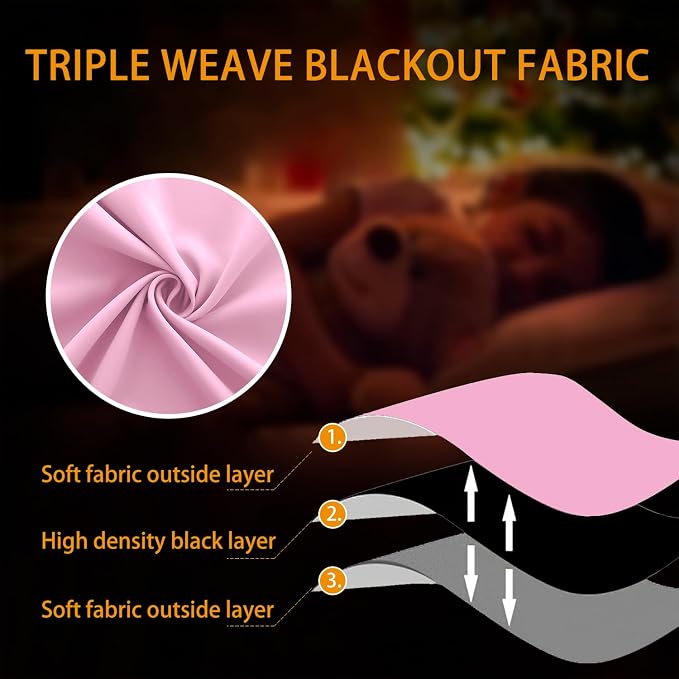 KOUFALL Pink Short Curtains for Bedroom 2 Panels Set Blackout Curtains for Small Windows Boys Room Width 24x24 Inch Length
