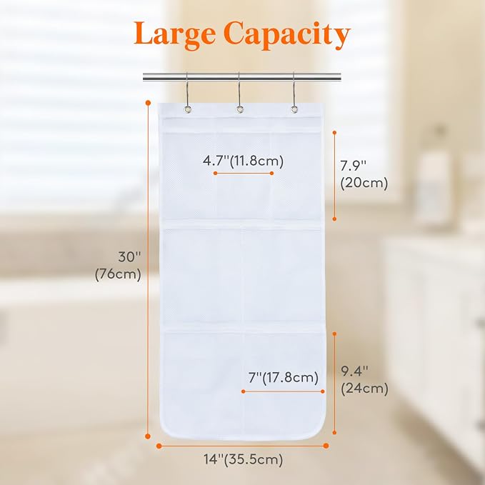 Lifewit Cruise Essentials Shower Caddy Must-Have, 7 Pockets Hanging Bathroom Organizer with Quick-Dry Mesh, Portable Shower Bag to Storage Soap, Shampoo, for RVing, Travel, Camping, White, 1 Pack