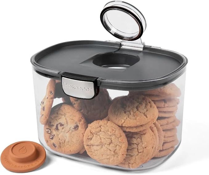 Progressive ProKeeper International Airtight Food Storage Container with Terracotta Disk for Freshness, Stackable & Dishwasher Safe, Ideal for Cookies, Baked Goods, & More, 5 Quart, 3-Piece