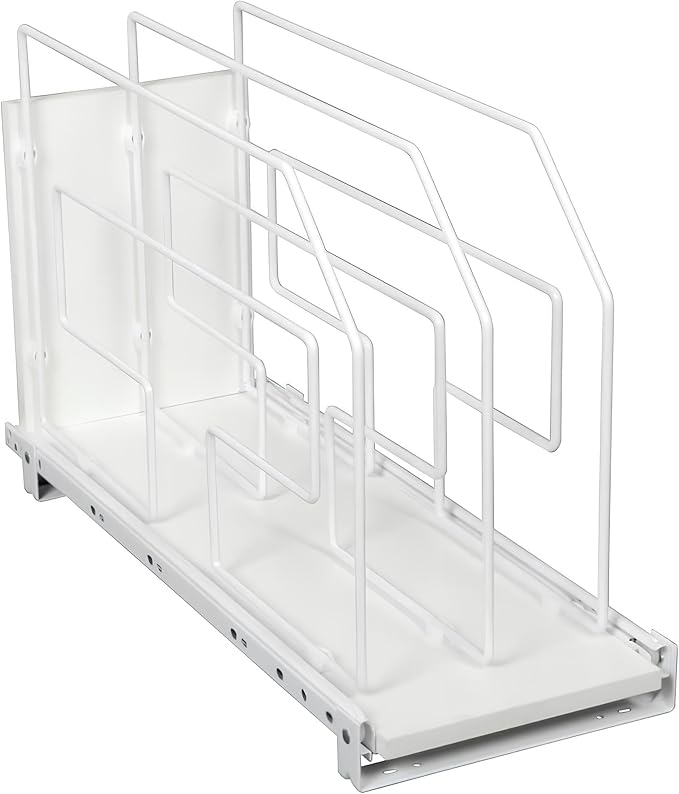 Knape & Vogt TDRO9-W 9 in. Roll Out Tray Divider Cabinet Organizer, White