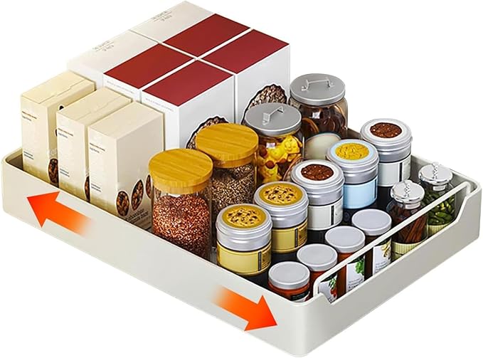 Pull Out Drawers for Cabinets Extendable Drawer Kitchen Expandable Drawer Pull Slide Out Drawer with Handle Stainless Steel Extendable Cabinet Organizer No Drilling and Nailing Required