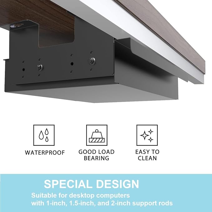 Beiyier Under Desk Sliding Drawer for Office Desk or Table, Pull-out Storage Organizer for Sit-Stand Workstation with High Crosspiece under Desktop (Black)