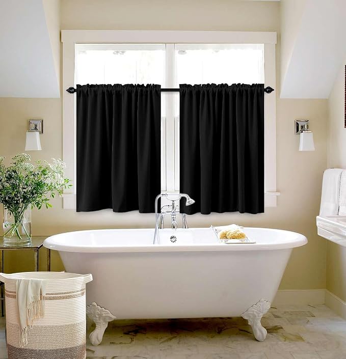 KOUFALL 24 Inch Curtains for Bedroom Black Out,Small Window Mini Short Blackout Curtains,34 x 24 in Length